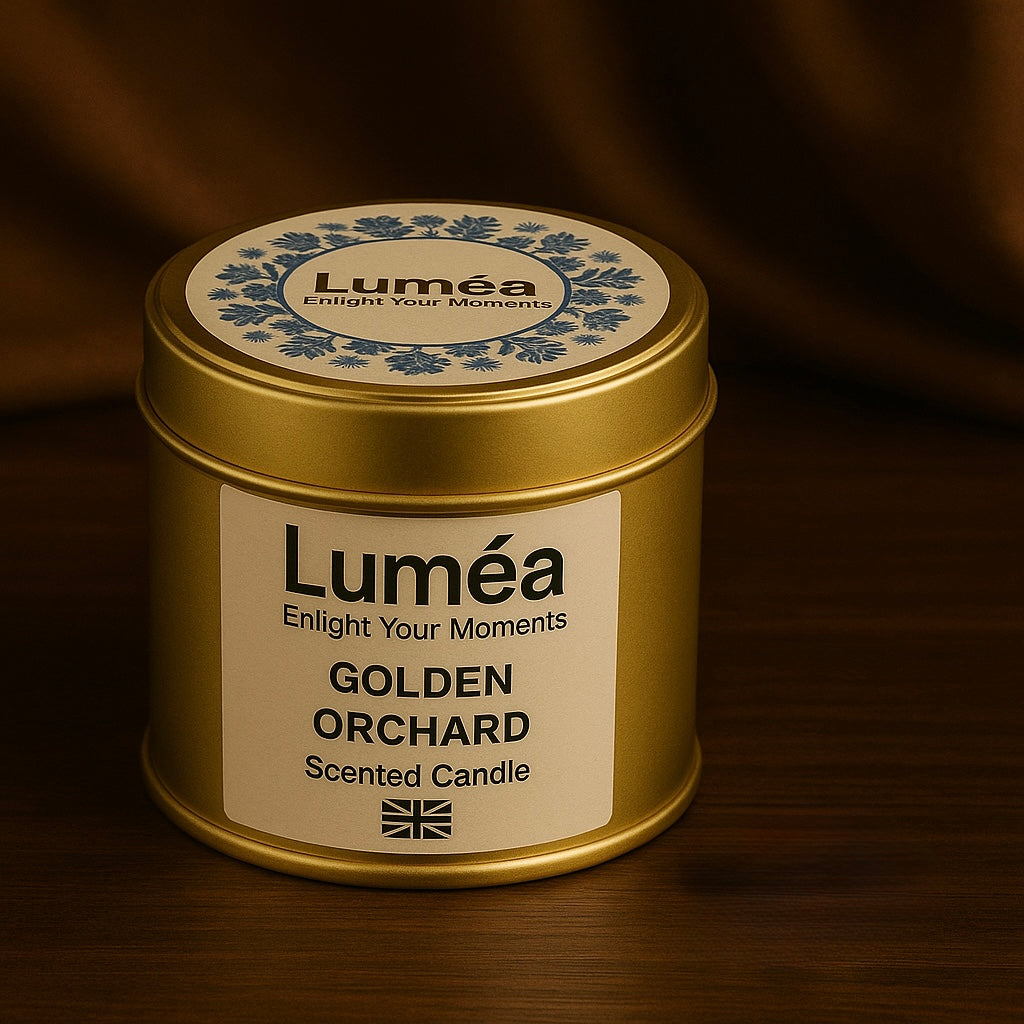 Lumea Lights – Golden Orchard | Scented Candle | 100% Soy Wax | Fresh Orchard Aroma | Made in the UK