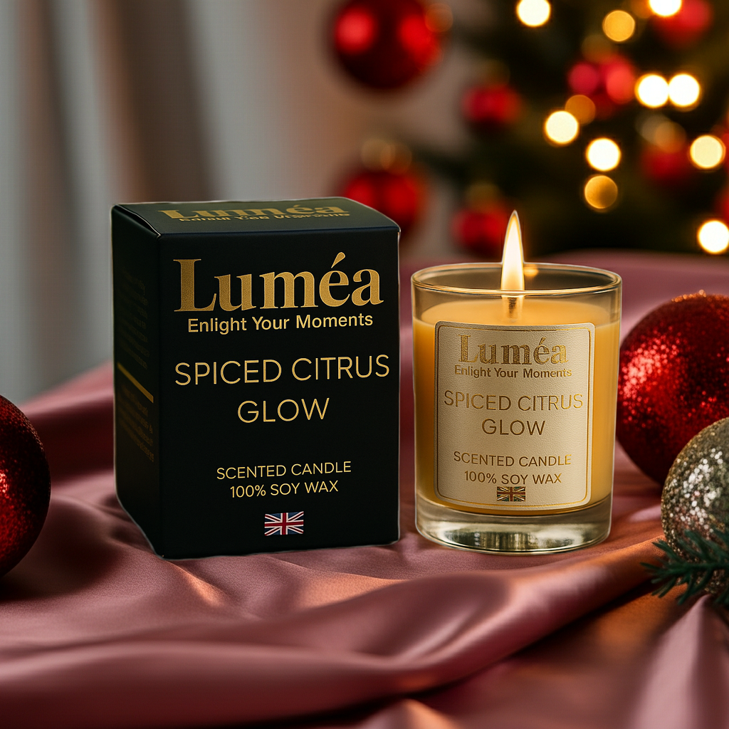 Lumea Lights - Spiced Citrus Glow | Scented Candle | 100% Soy Wax | Warm Winter Spice | Made in the UK