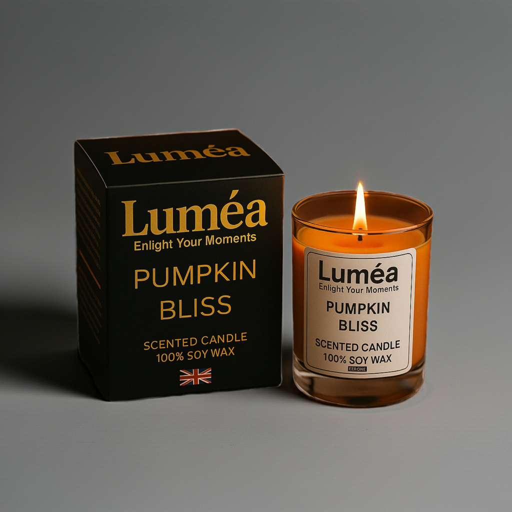 Lumea Lights – Pumpkin Bliss | Scented Candle | 100% Soy Wax for Relaxation & Warm Ambience | Made in the UK