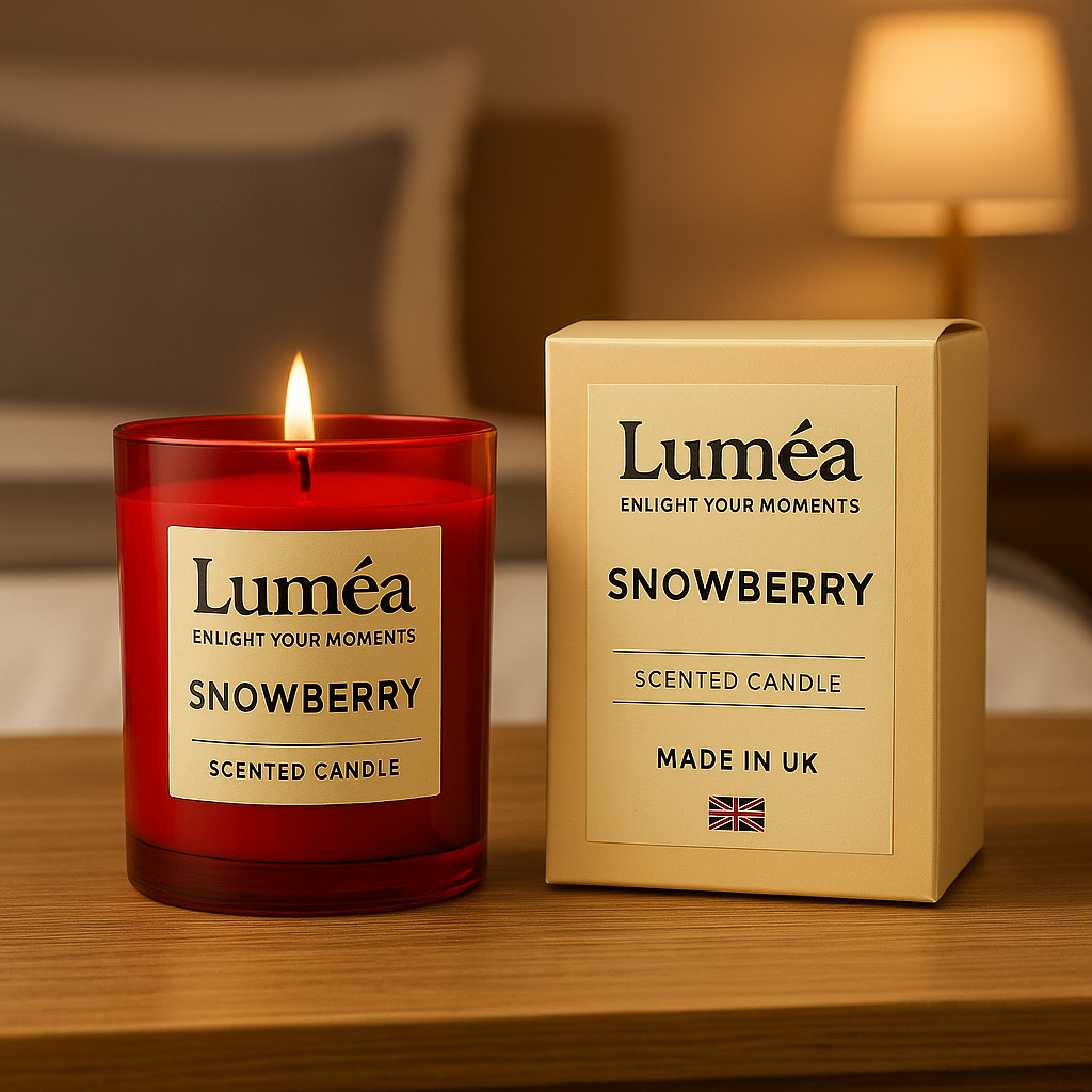 Lumea Snowberry – Red Frosted Glass Scented Candle