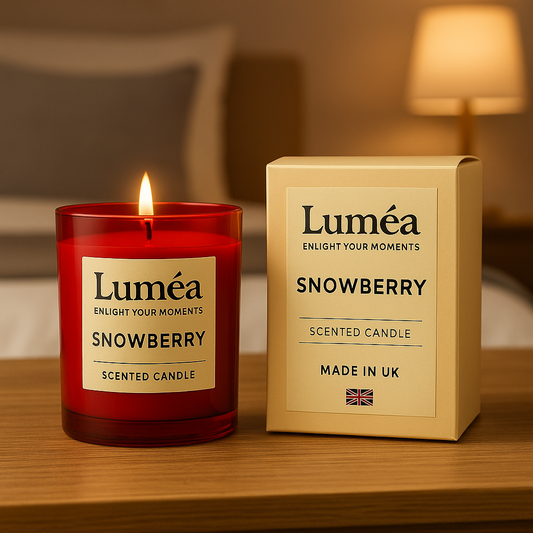 Lumea Snowberry – Red Frosted Glass Scented Candle