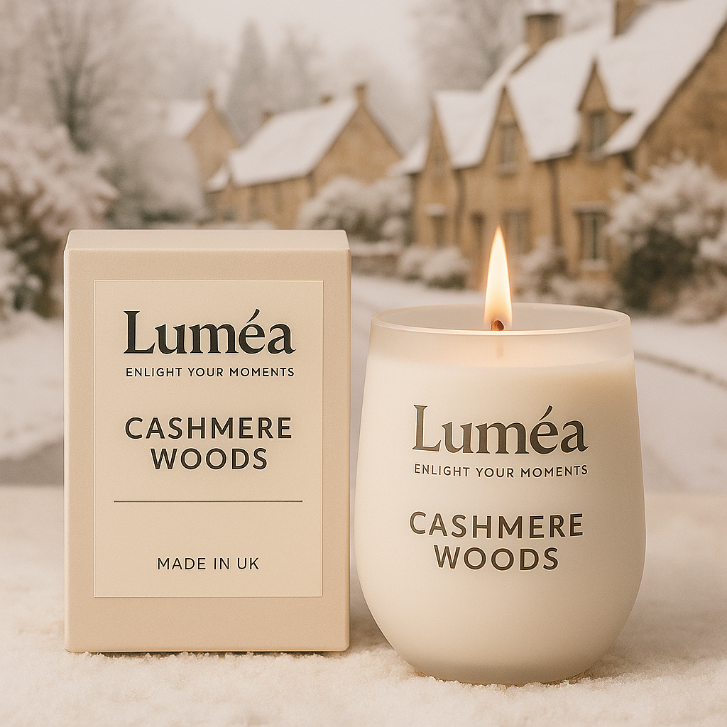 Lumea Cashmere Woods – Cream Matte Scented Candle