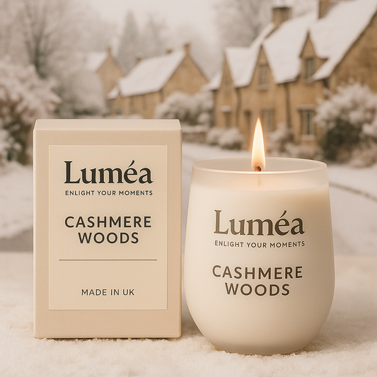 Lumea Cashmere Woods – Cream Matte Scented Candle