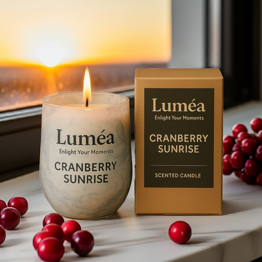 Lumea Cranberry Sunrise – Marbled Ceramic Scented Candle