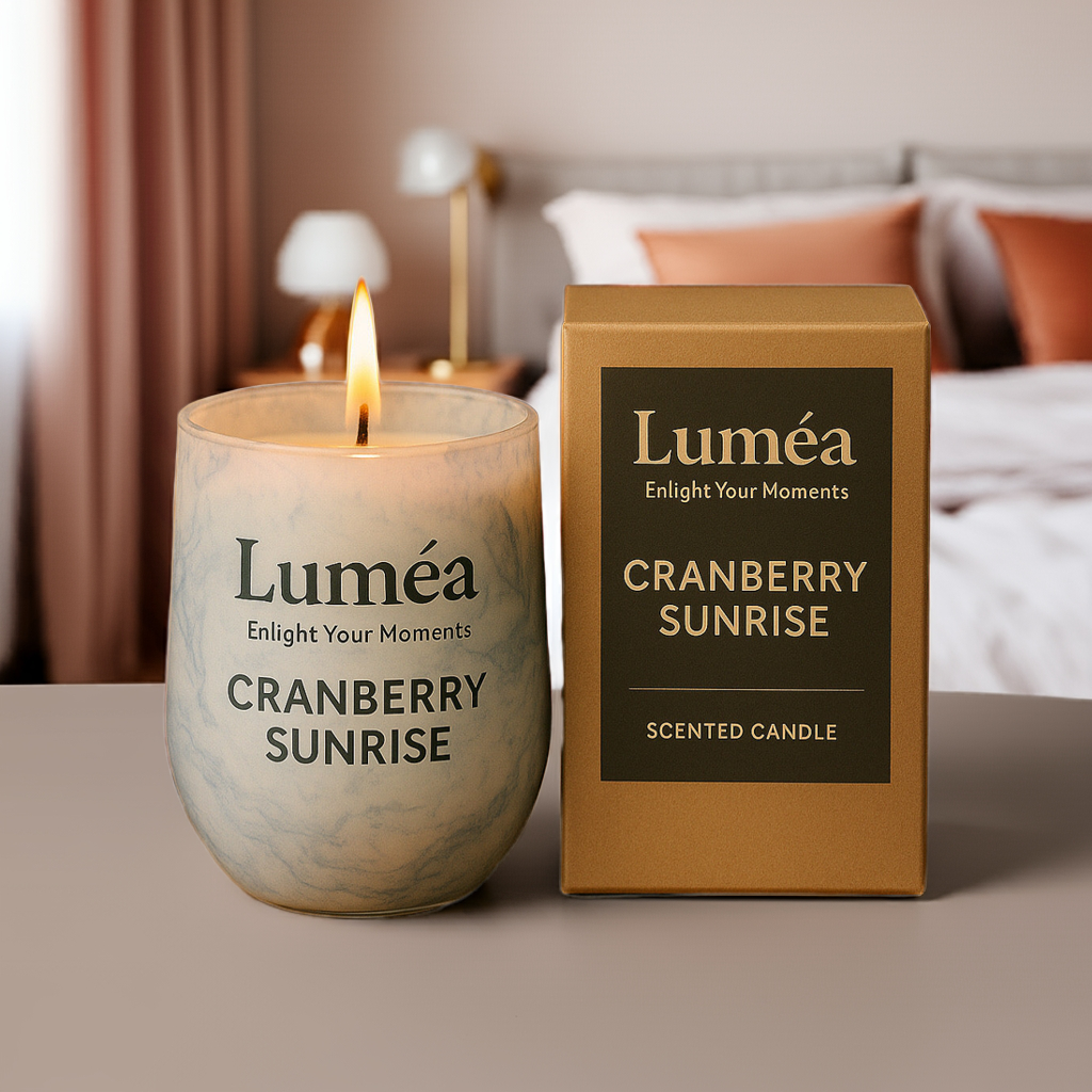 Lumea Cranberry Sunrise – Marbled Ceramic Scented Candle