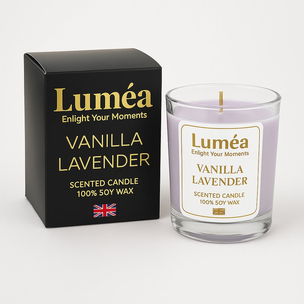 Lumea Lights - Vanilla Lavender Scented Candle | 100% Soy Wax for Relaxation & Sleep | Made in the UK